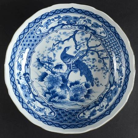 Blue Peacock Collection 12" Round Serving Bowl