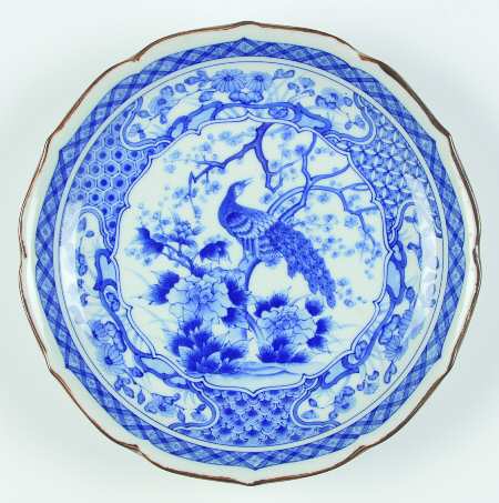 Blue Peacock Collection Coupe Luncheon Plate