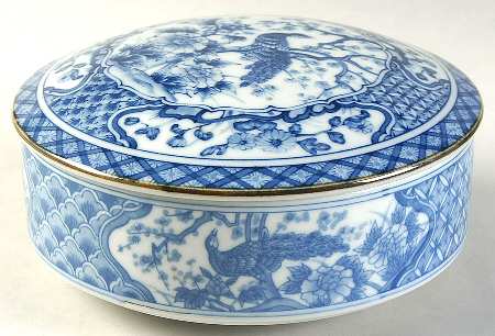 Blue Peacock Collection 6" Round Box & Lid