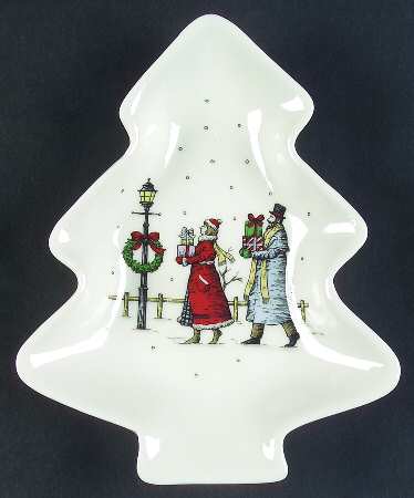 Christmas Shoppers Small Tree Shaped Dish