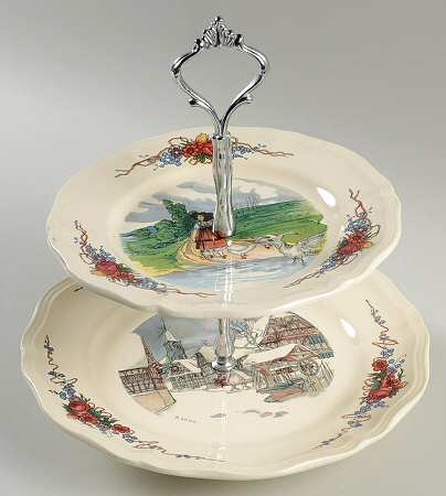 Obernai 2 Tiered Serving Tray (Dinner & Salad Plate)