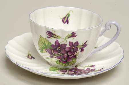Violets (Ribbed) Flat Cup & Saucer Set