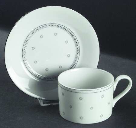 White Corinth Flat Cup & Saucer Set