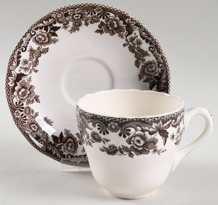 Delamere Brown Flat Cup & Saucer Set