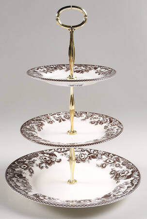 Delamere Brown 13 7/8"-14 1/4" 3-Tiered Serving Tray(DP,SP,BB) HC