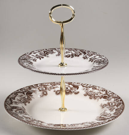 Delamere Brown 6 5/8"-10"  2 Tiered Serving Tray (Dp, Sp) HC