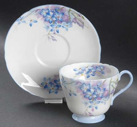 Blue Spray Footed Cup & Saucer Set