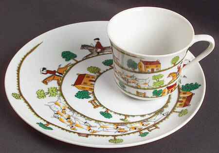 Hunt Scene Snack Plate & Cup Set