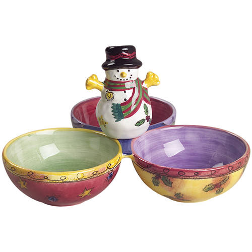 Sweet Shoppe Christmas 3-Part Divided Handled Candy Dish