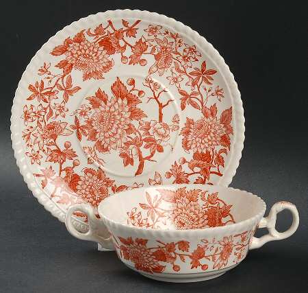 Aster Rust Flat Cream Soup Bowl & Saucer Set