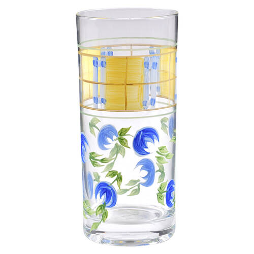 Gingham Blue Glassware Highball