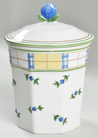 Gingham Blue Large Canister & Lid