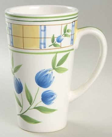 Gingham Blue Latte Mug