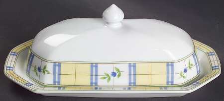 Gingham Blue 1/4 Lb Covered Butter