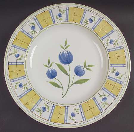 Gingham Blue 16" Chop Plate (Round Platter)