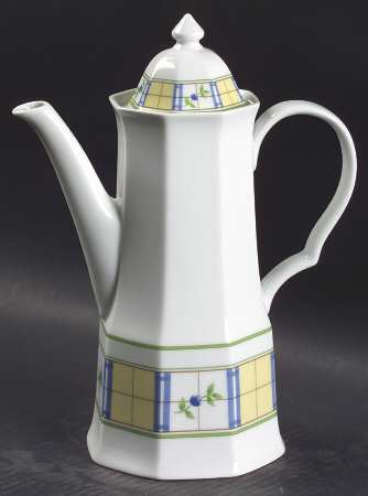 Gingham Blue Coffee Pot & Lid