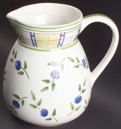 Gingham Blue 64 Oz Pitcher