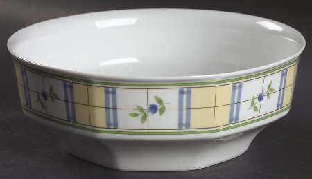 Gingham Blue 8" Round Vegetable Bowl