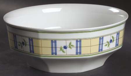 Gingham Blue 9" Round Vegetable Bowl
