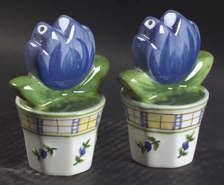Gingham Blue Figural Salt & Pepper Set