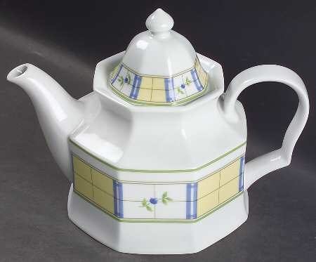 Gingham Blue Teapot & Lid