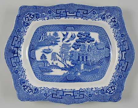Willow Blue (Scallop, No Trim) 11" Oval Serving Platter