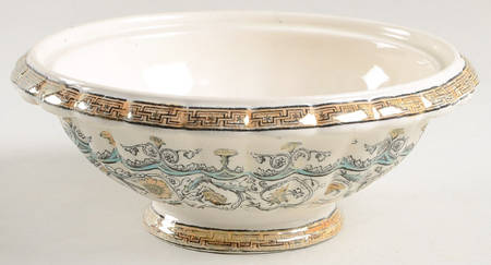 Florence Orange Blue 3 Pc Soap Dish No Lid or Strainer