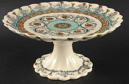Florence Orange Blue Round Compote (Height X Width)