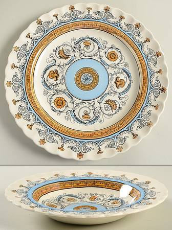 Florence Orange Blue Rim Soup Bowl