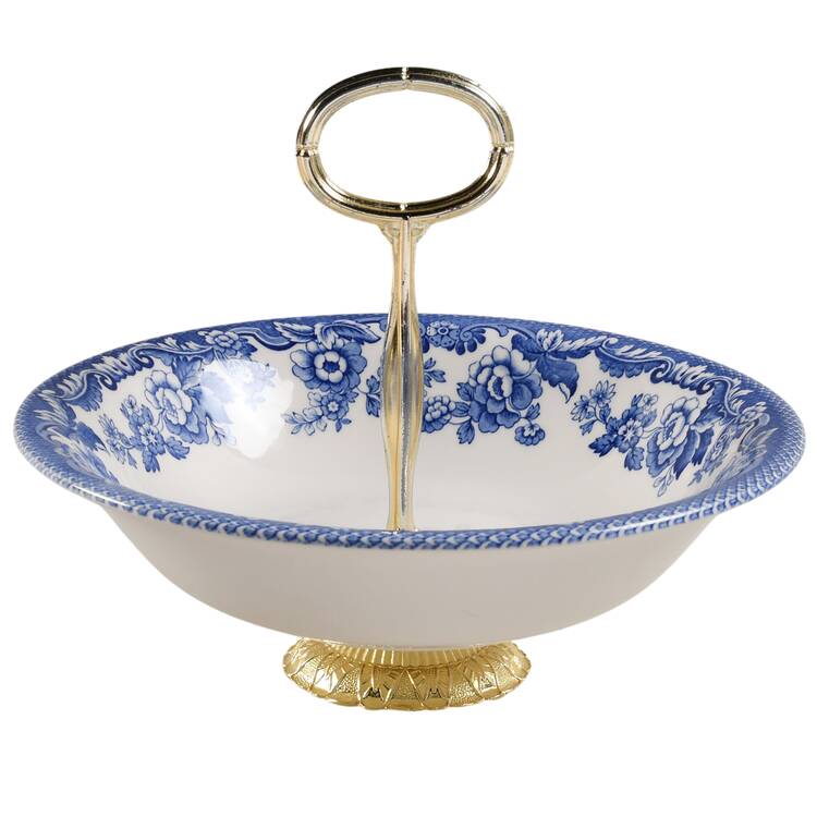 Delamere Blue 6"-7" Handled Footed Nut Dish HC