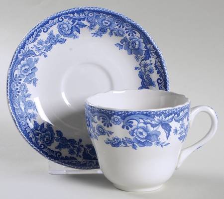 Delamere Blue Flat Cup & Saucer Set