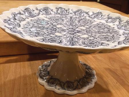Rome Blue Gray Round Compote (Height X Width)