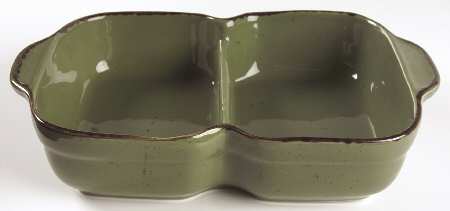 Cannes Green 13" Rectangular Divided Baker