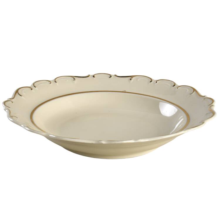 Gold Scrolls Large Rim Soup Bowl
