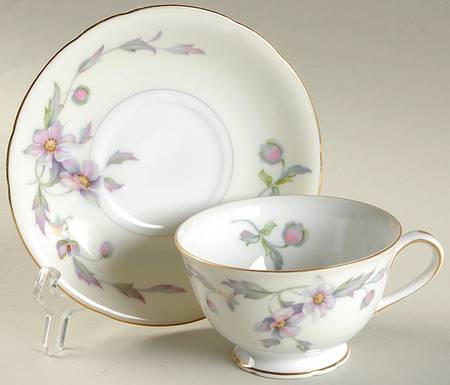 Silver Poppy (Scalloped) Footed Cup & Saucer Set