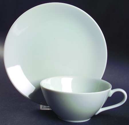 Luna Ocean (White W Light Blue Tint) Flat Cup & Saucer Set