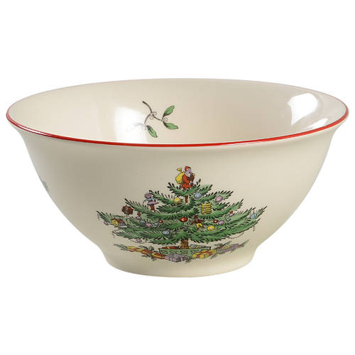 Christmas Tree Red Trim Nut Bowl
