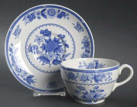 Heron Blue Flat Cup & Saucer Set