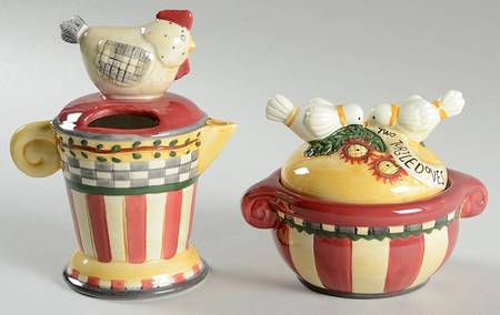 Twelve Days of Christmas (Cream Back) Figural Creamer & Sugar Set