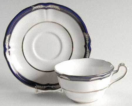 Chancellor Cobalt (Platinum Trim) Flat Cup & Saucer Set