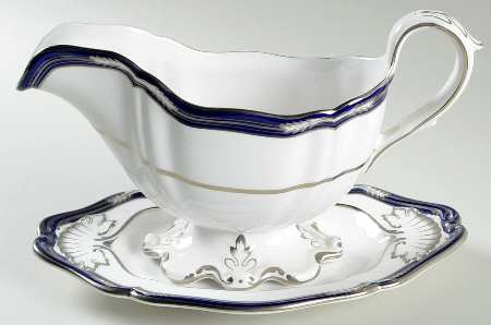 Chancellor Cobalt (Platinum Trim) Gravy Boat & Underplate