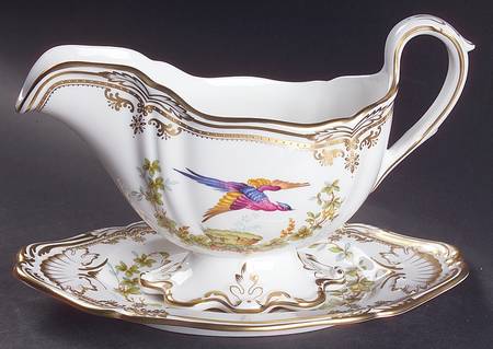 Chelsea Bird (Raised Gold Dots) Gravy Boat & Underplate