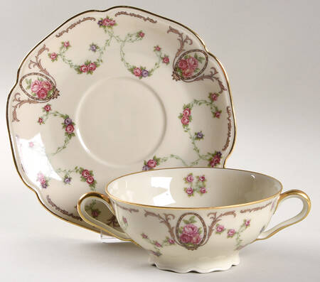 SCL39 Footed Cream Soup Bowl & Saucer Set
