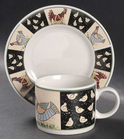 Chicken Kiev Flat Cup & Saucer Set