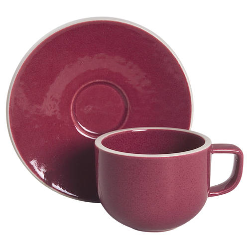 Colorstone Cinnabar (Textured) Flat Cup & Saucer Set