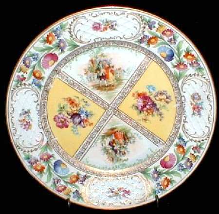 Royal Dresdner Art Yellow (Panels) 12" Chop Plate (Round Platter)