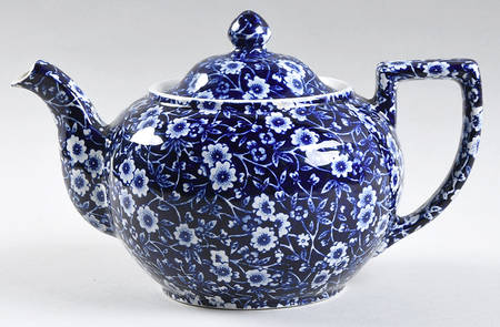 Calico Blue (Black Staffordshire Stamp) Teapot & Lid