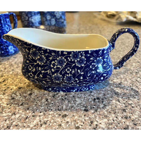 Calico Blue (Black Staffordshire Stamp) Gravy Boat