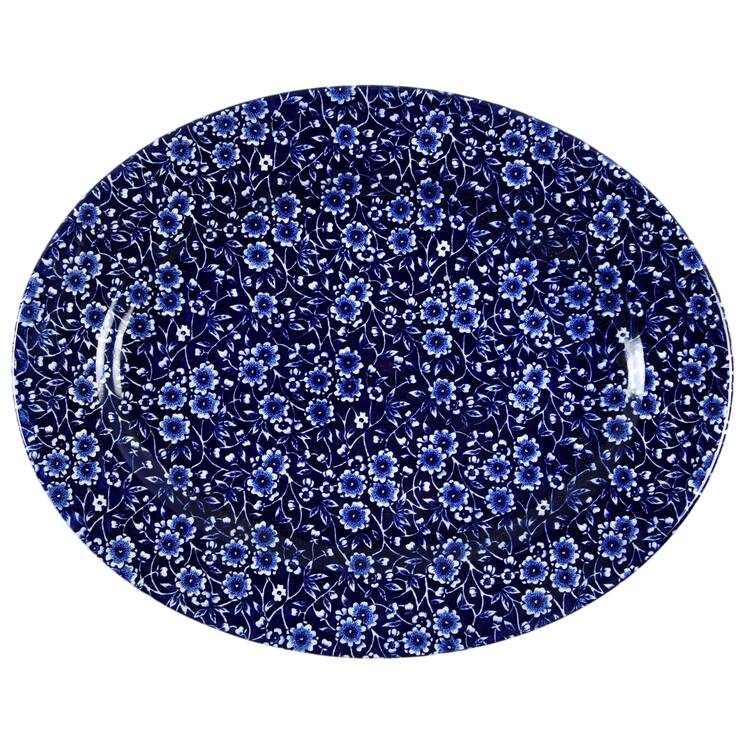 Calico Blue (Black Staffordshire Stamp) 12" Oval Serving Platter