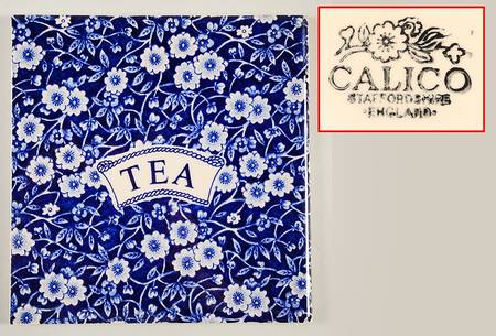 Calico Blue (Black Staffordshire Stamp) Tea Tile